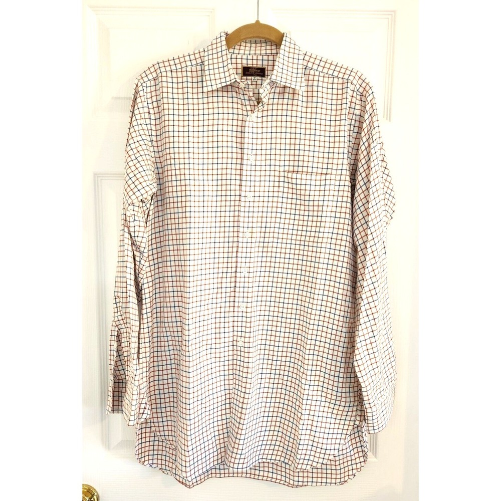 Swaine Adney Men's Shirt Sz 15-38 English Plaid Oxford Button Up Red White Blue